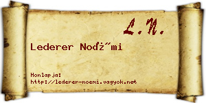 Lederer Noémi névjegykártya